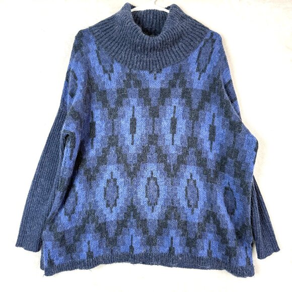 Soft Surroundings Wool Alpaca Blend Geometric Cowl Neck Tunic Sweater Womens XS - Picture 1 of 8